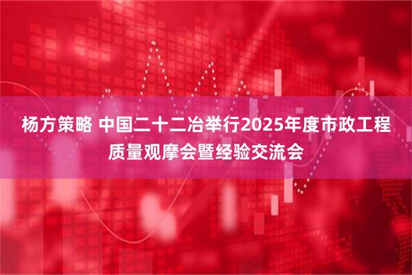 杨方策略 中国二十二冶举行2025年度市政工程质量观摩会暨经验交流会