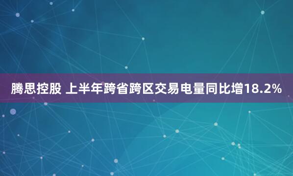 腾思控股 上半年跨省跨区交易电量同比增18.2%